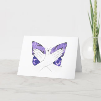 Mystic Purple Butterfly In ASL ( American Sign Lan Thank You Card