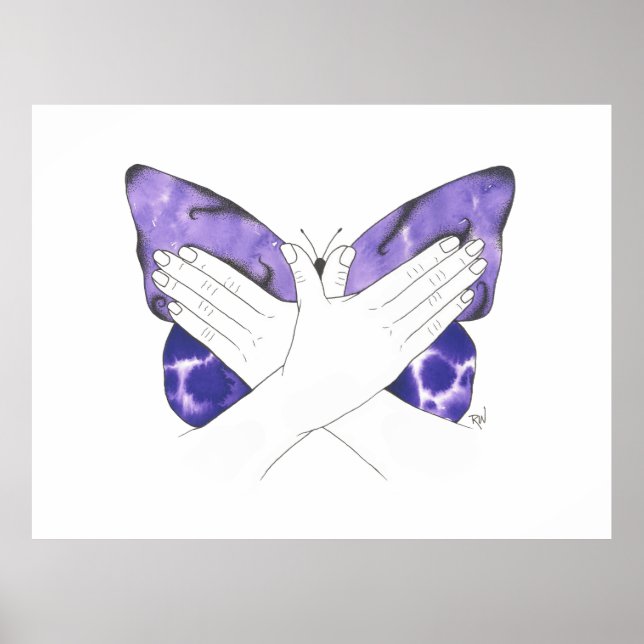 Mystic Purple Butterfly In ASL Poster (Front)
