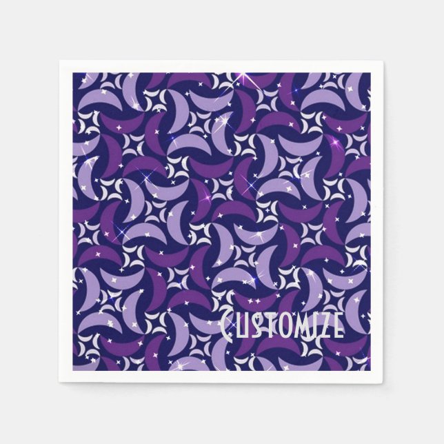 Mystic Purple Moons Pattern Napkins (Front)