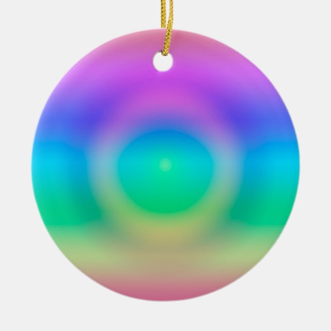 Mystic Rainbow Eye Ombre   Ceramic Tree Decoration (Front)