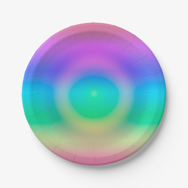 Mystic Rainbow Eye Ombre  Paper Plate (Front)