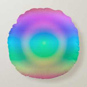 Mystic Rainbow Eye Ombre   Round Cushion
