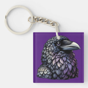 Mystic Raven Art Key Ring