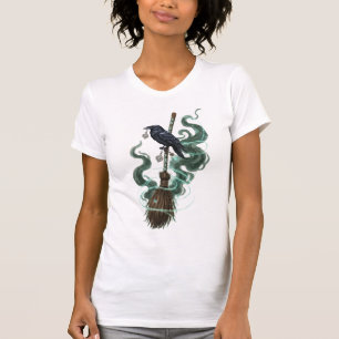 Mystic Raven & Broomstick T-Shirt - Unleash Your