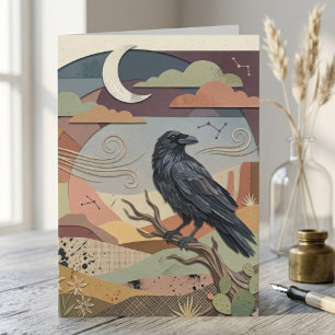 Mystic Raven Desert Night Thank You Card