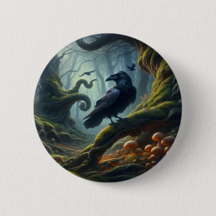 Mystic Raven Forest Hues 6 Cm Round Badge