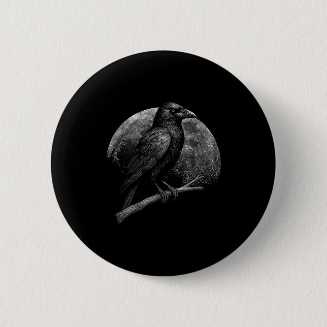 Mystic Raven Moon Dark Folklore Witchcraft Viking  6 Cm Round Badge (Front)