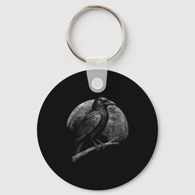 Mystic Raven Moon Dark Folklore Witchcraft Viking  Key Ring (Front)