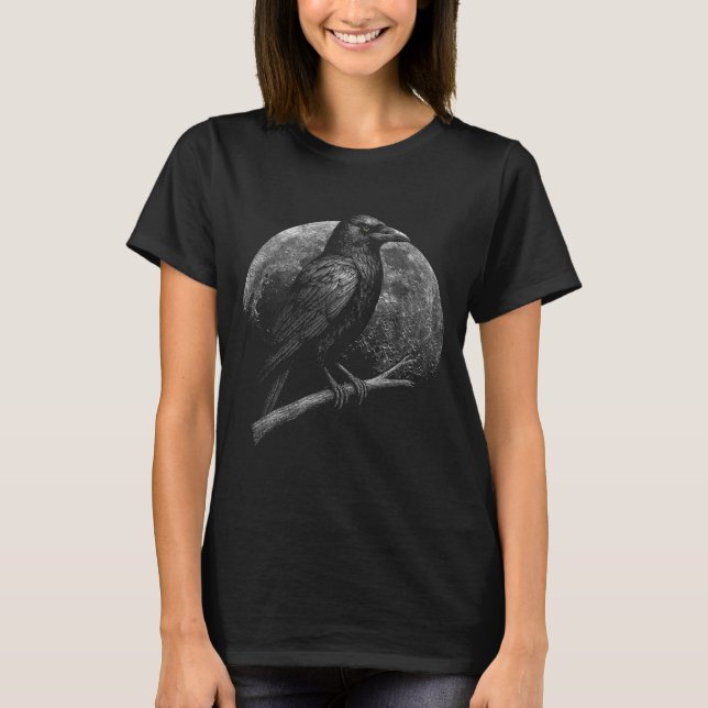 Mystic Raven Moon Dark Folklore Witchcraft Viking  T-Shirt (Front)