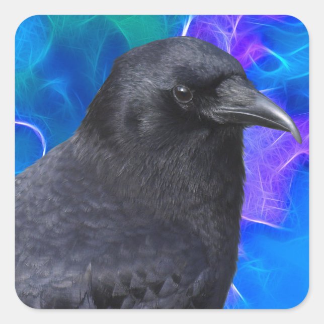 Mystic Raven Portrait Celtic Pagan Art Square Sticker (Front)