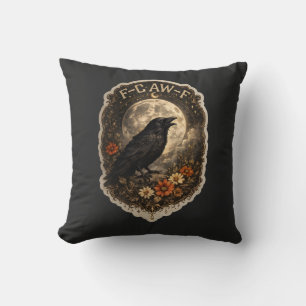Mystic Raven Under Moon Dark Celestial Aesthetic Cushion