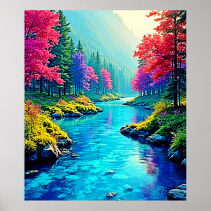 Mystic River Dreamy Forest Path Design Poster