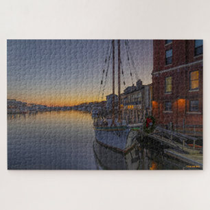 Mystic River in Connecticut on Thanksgiving Eve Jigsaw Puzzle