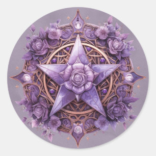 Mystic Rose Pentacle Sticker – Purple Witchy Seal