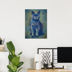 Mystic Russian Blue Cat Poster