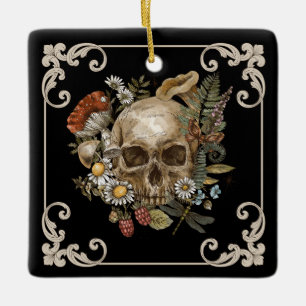 Mystic Skull Vintage Black Ceramic Ornament