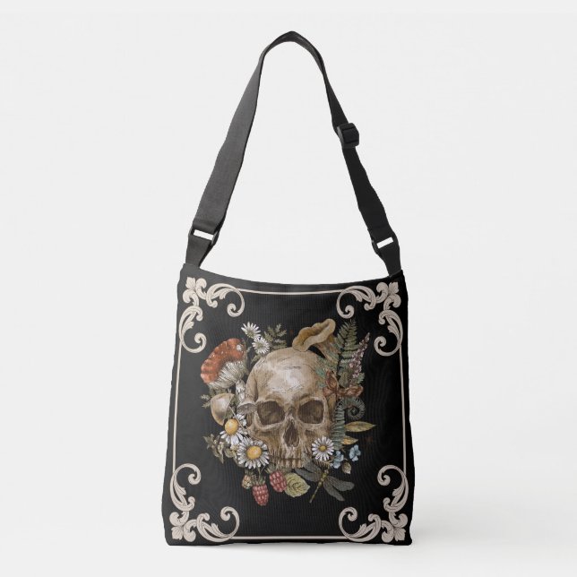 Mystic Skull Vintage Black Tote Bag (Front)