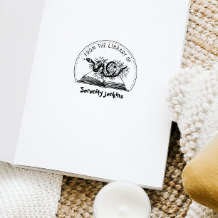 Mystic Snake Flowers, From The Library Of,  Rubber Stamp