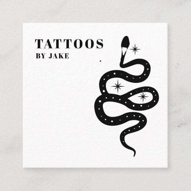 Mystic Snake Tattoo Artist Square Business Card (Front)