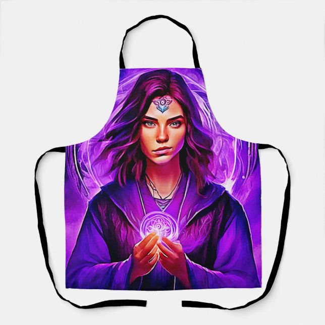 Mystic Sorceress with Glowing Aura Apron (Front)