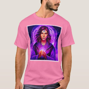 Mystic Sorceress with Glowing Aura T-Shirt