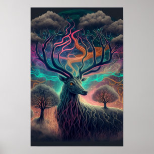 Mystic Stag Psychedelic Poster Spirit Animal 2