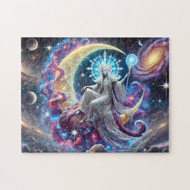 Mystic Stargazer Celestial Moon & Galaxy Jigsaw Puzzle (Horizontal)