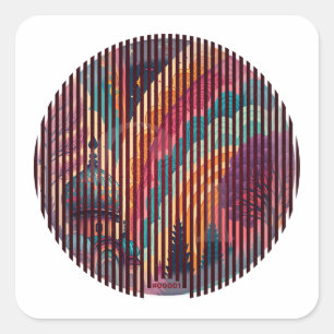 Mystic Stripes Round Sticker #00001 – Customisable