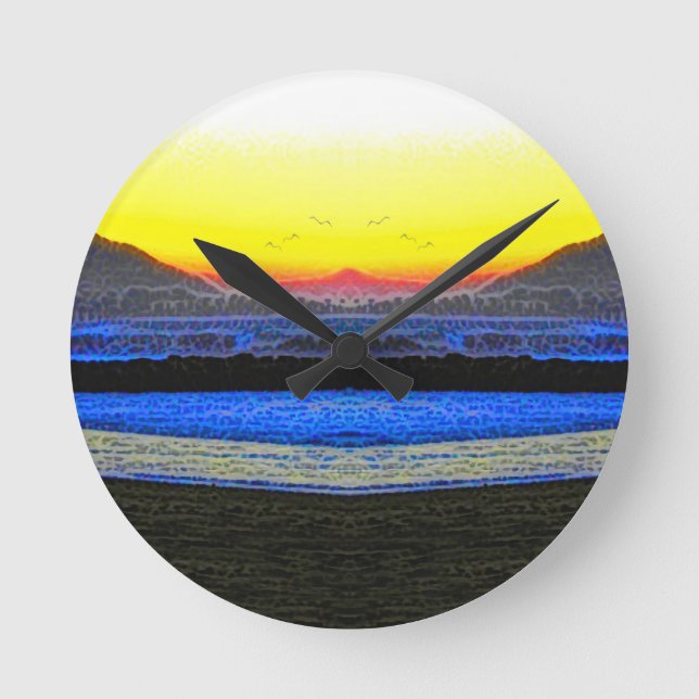 Mystic Sunset Double Vision Round Clock (Front)