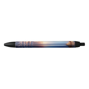 Mystic Sunset Sword Wall Art Black Ink Pen