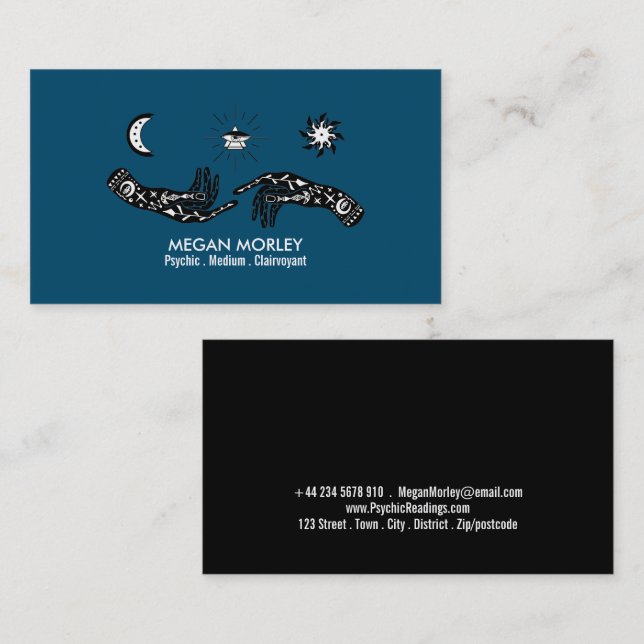 Mystic Symbols, Psychic - Medium - Clairvoyant Business Card (Front/Back)