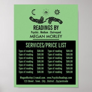 Mystic Symbols, Psychic Reading Price List Poster