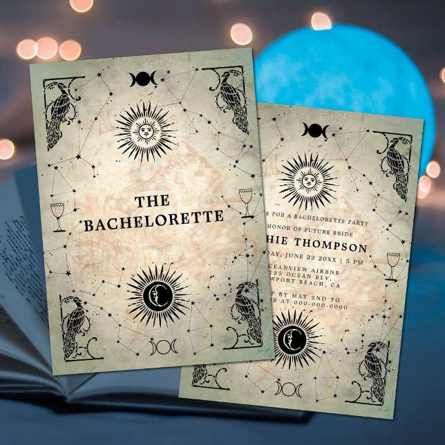 Mystic Tarot Fortune Peacock Bachelorette Party Invitation (Creator Uploaded)