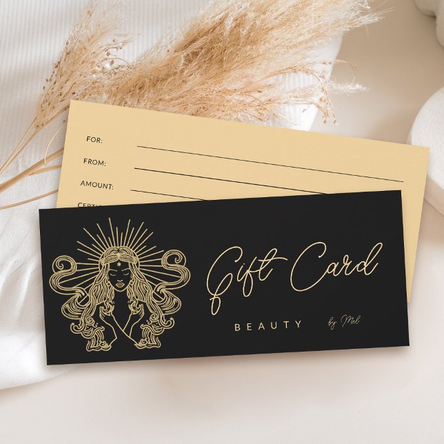 Mystic Tarot Makeup Hair Nail Gold Black Gift Card (tarot gift certificate card goddess beauty makeup hair nails lashes stylist beautician beauty)
