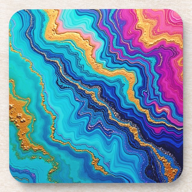 Mystic Teal & Gold Energy Coaster (Front)