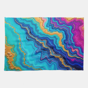 Mystic Teal & Gold Energy Tea Towel