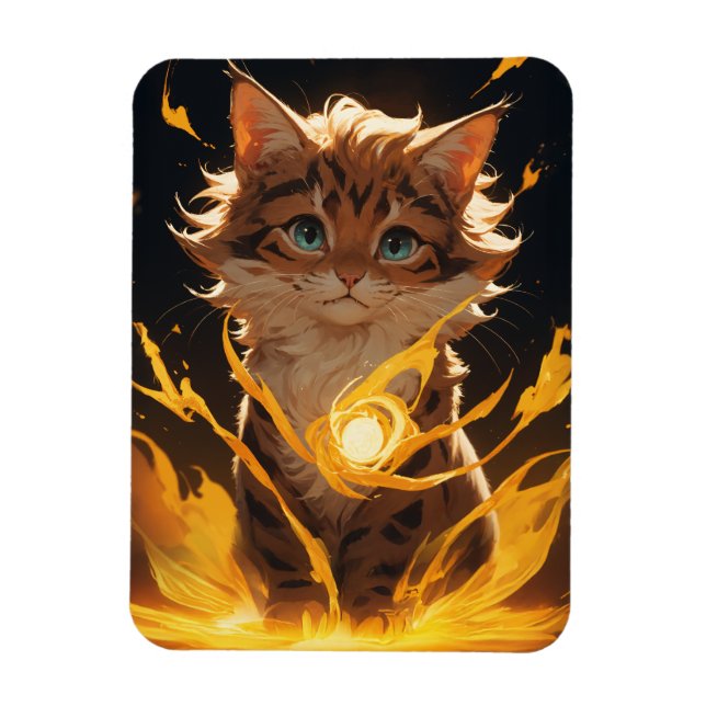 Mystic Tiger Cat Fire Familiar Magnet (Vertical)