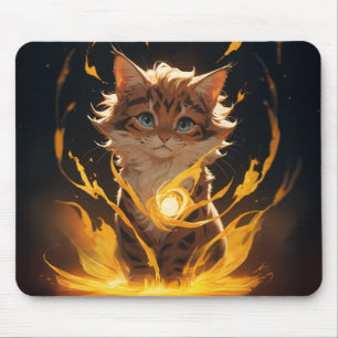 Mystic Tiger Cat Fire Familiar Mouse Mat