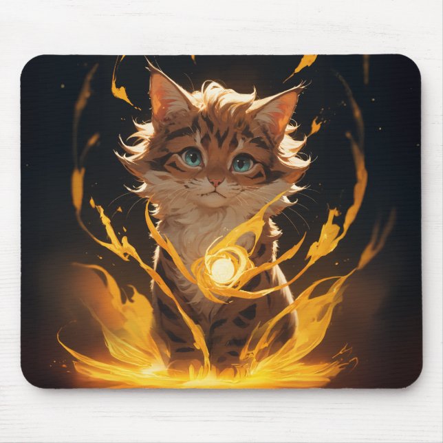 Mystic Tiger Cat Fire Familiar Mouse Mat (Front)