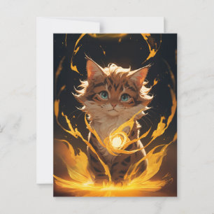 Mystic Tiger Cat Fire Familiar Postcard