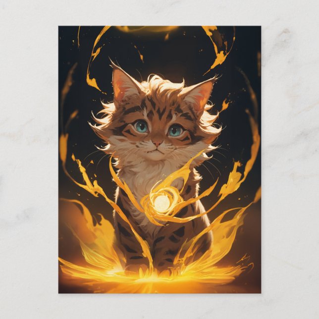 Mystic Tiger Cat Fire Familiar Postcard (Front)