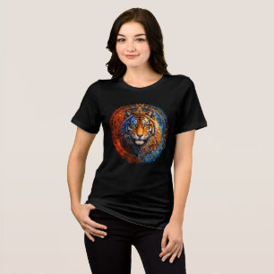 Mystic Tiger – Fire and Ice Mandala Art Tri-Blend Shirt