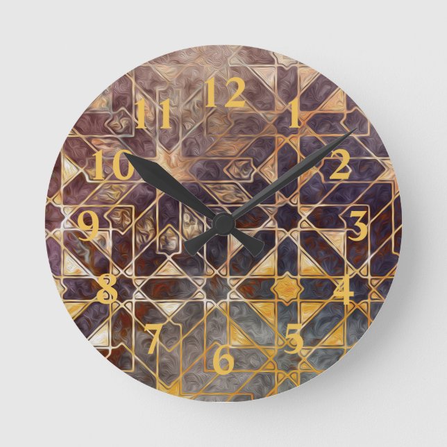 Mystic Tiles I Round Clock (Front)