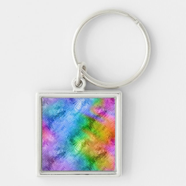Mystic Topaz Blue Glassy Texture Key Ring (Front)