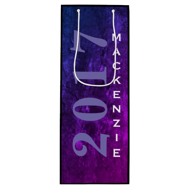 Mystic-Topaz Grad | Year Blue Pink Purple Ombre | Wine Gift Bag (Front)