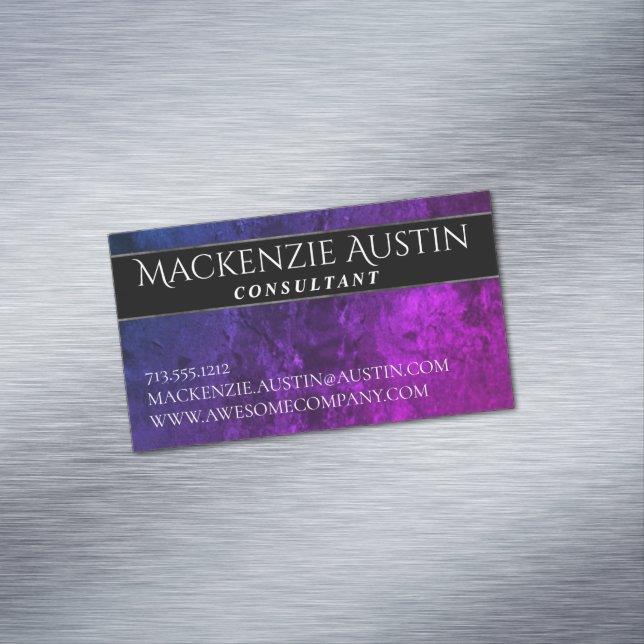 Mystic-Topaz Ombre | Blue Purple Pink Branding Magnetic Business Card (In Situ)