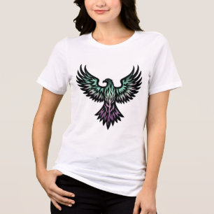 "Mystic Tribal Hawk with Forest Patterns" colourfu Tri-Blend Shirt