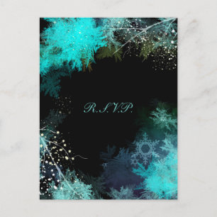 Mystic Turquoise Forest Wedding RSVP Invitation Postcard