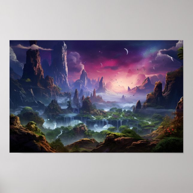 Mystic Twilight Fantasy Landscape Poster (Front)