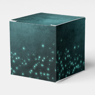 Mystic Twilight Stars   Deep Teal Green Neon Glow Favour Box